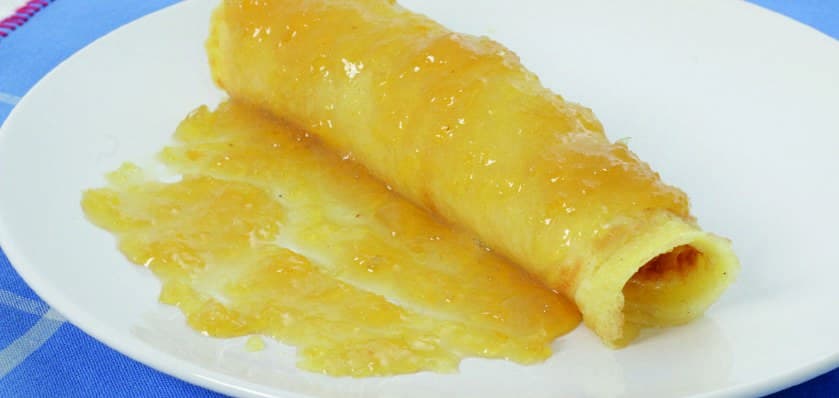 Foto da receita: Panqueca Doce Enrolada - Receita de família compartilhada por Rosemari Glatz no projeto cultural da UNIFEBE.